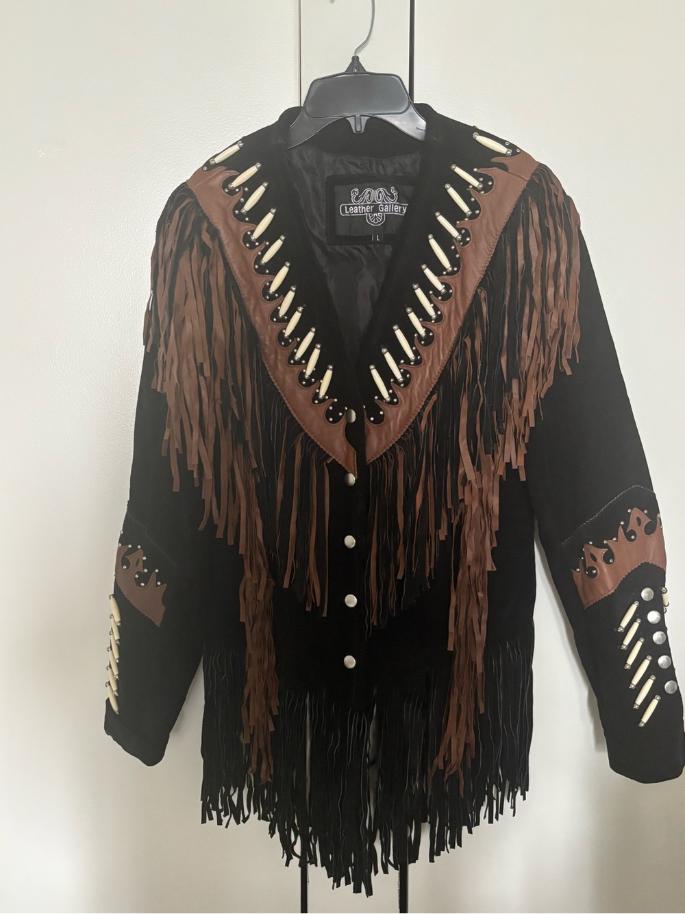 Vintage Women’s Black & Brown Fringe Leather Jacket by Leather Gallery